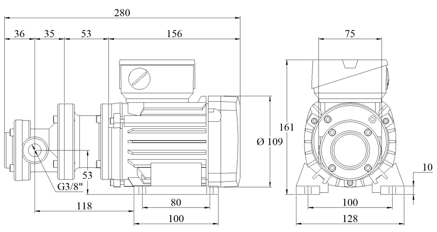 Electric Gear-Pumps type FLM110 / 0,12-0,18 kW - Dimensions