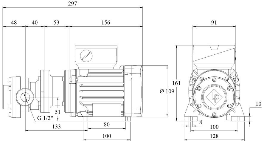 Electric Gear-Pumps type FLM219 / 0,12-0,18kW - Dimensions
