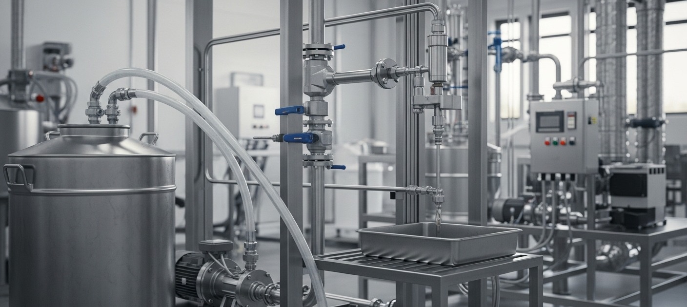Darstellung eines industriellen Förderprozesses als Beispiel für technische Pumpenanwendungen